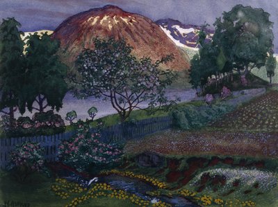 Julinacht in de tuin door Nikolai Astrup