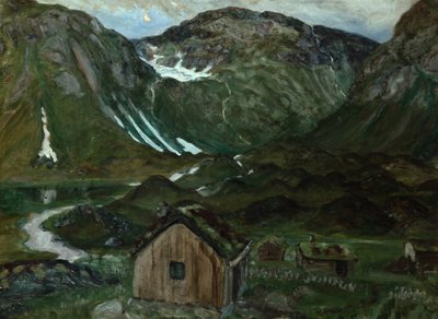 Weide in maanlicht door Nikolai Astrup