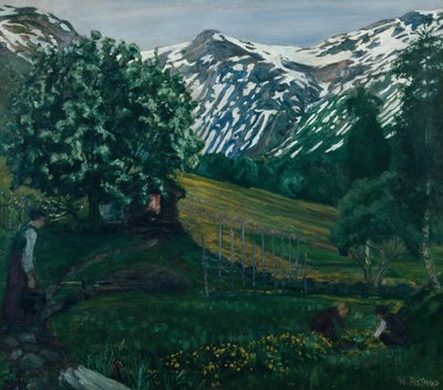 Lenteavond smieheggen, c.1918 door Nikolai Astrup