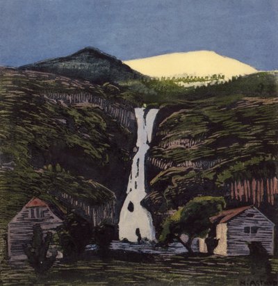 Waterval en gletsjer door Nikolai Astrup