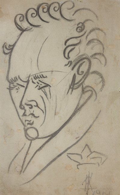 Portret van de dichter Vasili Kamensky door Nikolai Ivanovich Kulbin