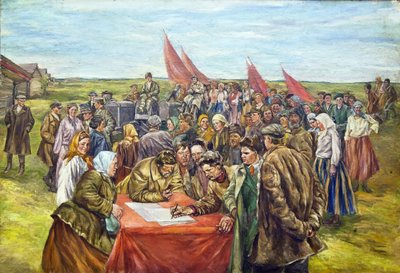 Het ondertekenen van de staatsobligaties, midden jaren 1930 door Nikolai Ivanovich Shestakov