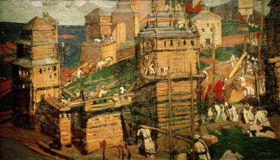 Bouw van een stad door Nikolai Konstantinowitsch Roerich