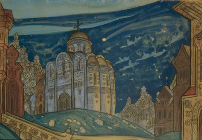 Putivl. Decorontwerp voor de opera Prins Igor van A. Borodin, 1914 door Nikolai Konstantinowitsch Roerich