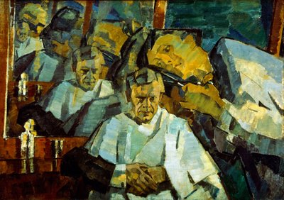 Zelfportret met de kapper door Nikolai Pavlovich Ulyanov