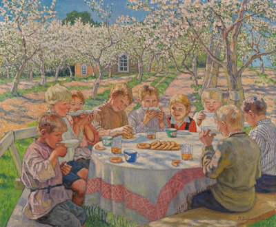 Thee in de Appelboomgaard door Nikolai Petrovich Bogdanov Belsky