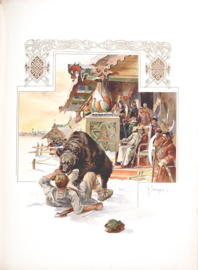 Berengevecht. Illustratie voor De Groothertogelijke, Tsaristische en Keizerlijke Jacht in Rusland door N. Kutepov door Nikolai Semyonovich Samokish