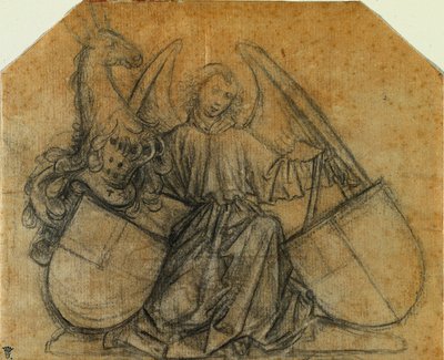 Een Engel die Twee Wapenschilden Ondersteunt, ca. 1470 door Nikolaus Gerhaert von Leyden