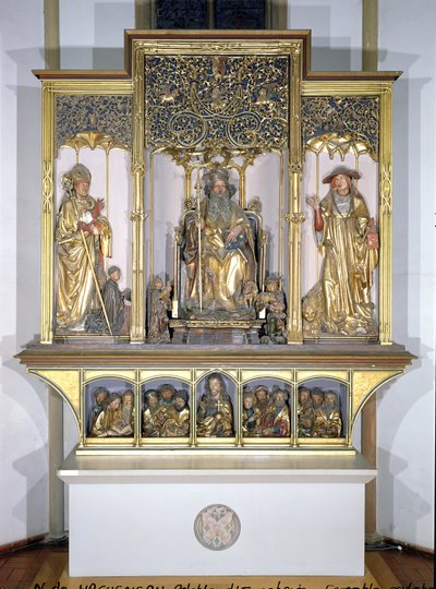 Groep houten sculpturen, van het Isenheim Altaarstuk, ca. 1490 door Nikolaus Hagenauer