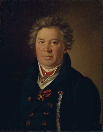 Portret van de architect Fyodor Kirillovich Sokolov 1752-1824, 1819 door Nikolay Ivanovich Argunov