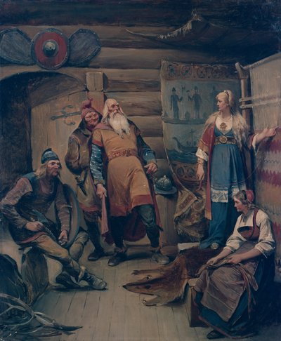 Boodschapper van Harald Hårfagre aan Gyda door Nils Bergslien