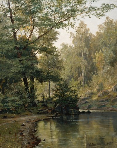 Bosmeer (olieverfschilderij) door Nils Hansteen