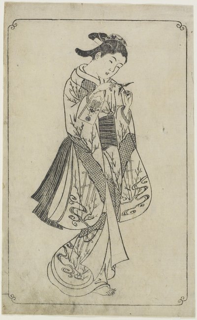 Courtisane met een Slagplank, 1739 door Nishikawa Sukenobu