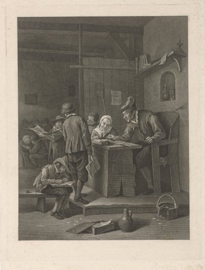 Schoollokaal met onderwijzer en kinderen door Noach van der Meer (II)