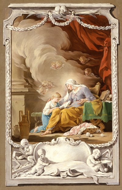 Sint Anna onthult de profetie van Jesaja aan de Maagd, c.1749 door Noel Halle