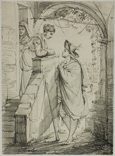 Vrouw en man in gesprek door Noel Thomas Joseph Clerian