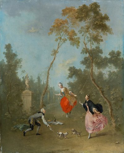 Dame op een schommel - Galante scène in het park 1, c.1760 door Norbert Joseph Carl Grund