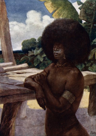 Inheemse van Brits Nieuw-Guinea, toont de manier van haar dragen door Norman Hardy