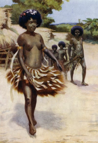 Op weg naar de Dubu-dans, Brits Nieuw-Guinea door Norman Hardy