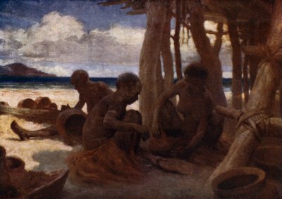 Oude Vrouwen maken Aardewerk, Brits Nieuw-Guinea door Norman Hardy