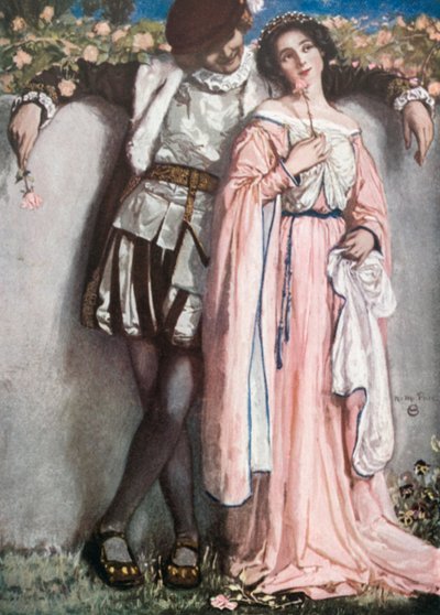 Beatrice en Benedick. Much Ado About Nothing - Akte IV, Scène 1 (kleurenlitho) door Norman Mills (after) Price