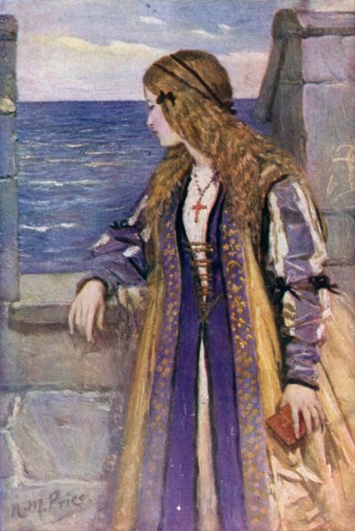 Clare op de kantelen van Tantallon door Norman Mills (after) Price