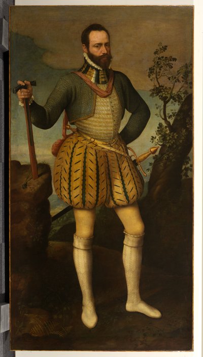 Portret van een man in harnas (mogelijk Emmanuel Filibert, hertog van Savoye) door Northern Italian School
