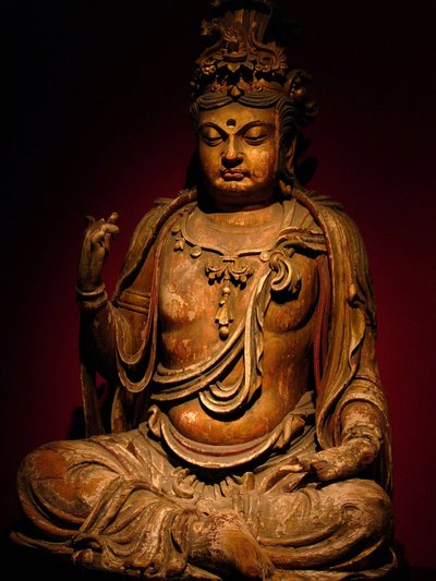Geschilderde houten sculptuur van Boddhisatva, Song-dynastie (960-1279), Shanghai National Museum. Fotografie, Leonard de Selva, China, 2006 door Northern Song Dynasty Chinese School