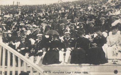 Dignitarissen kijken naar de Olympische Spelen van 1906, Athene door Norwegian Photographer