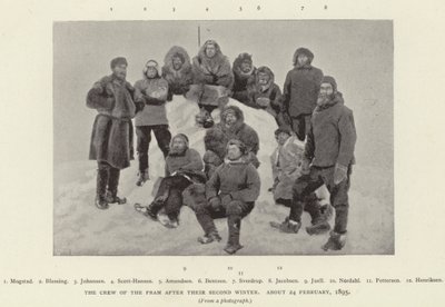 De bemanning van de Fram na hun tweede winter, circa 24 februari 1895 door Norwegian Photographer