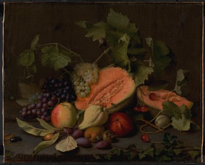 Stilleven met meloenen en druiven door O.D. Ottesen