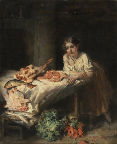 De keuken van de bourgeoisie door Octave Tassaert