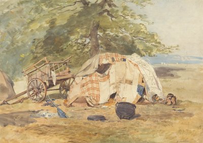 Een zigeunerkamp door Octavius Oakley
