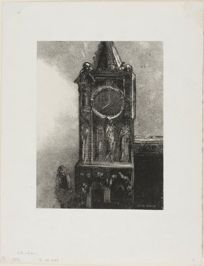 Een klok in de toren luidde het uur, plaat 4 uit Le Jure van Edmond Picard door Odilon Redon