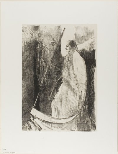 En Een Andere Engel Kwam Uit de Tempel Die in de Hemel Is, en Hij Had Ook een Scherp Sikkel, plaat 7 van 12 door Odilon Redon