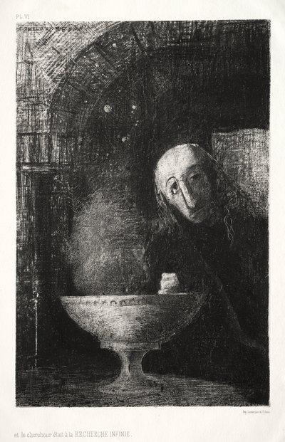 En de Zoeker Was Bezig met een Oneindige Zoektocht door Odilon Redon