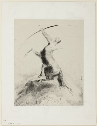 Centaur Richtend op de Wolken door Odilon Redon