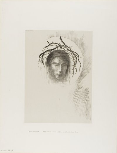 De dag verschijnt eindelijk,...en in de schijf van de zon straalt het gezicht van Jezus Christus, plaat 24 van 24 door Odilon Redon