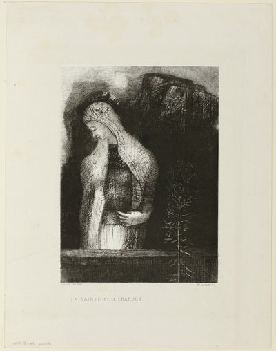 Vrouwelijke heilige en distel door Odilon Redon