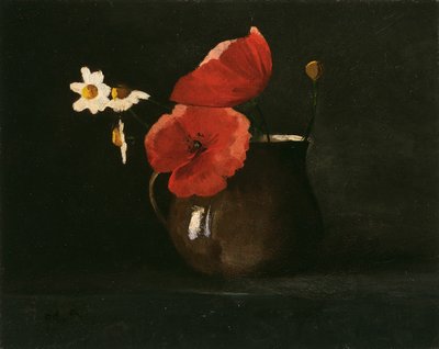 Bloemen: Klaprozen en margrieten door Odilon Redon