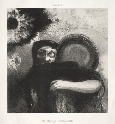 Hulde aan Goya: Een vreemde jongleur, 1885 door Odilon Redon