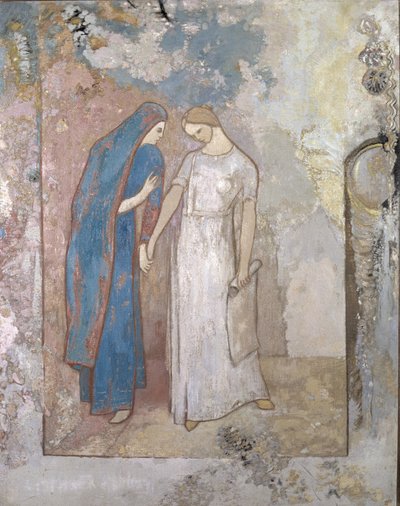 Inwijding tot Studie - Twee Jonge Dames, c.1905 door Odilon Redon