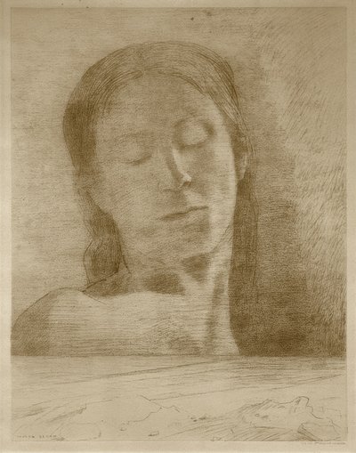 De gesloten ogen door Odilon Redon