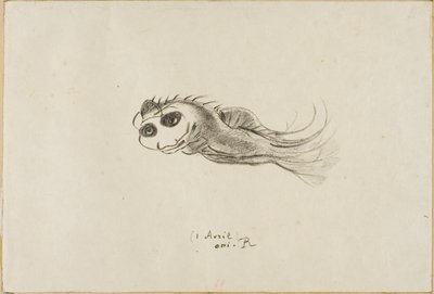 Menu van een diner voor Franse lithografen, 1 april 1887 door Odilon Redon