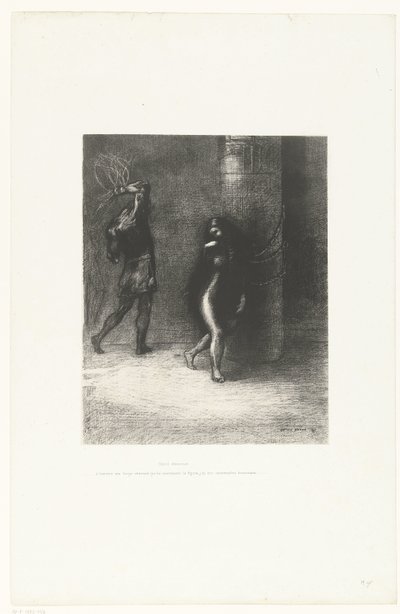 Onder de lange haren die haar gezicht bedekten, meende ik Ammonaria te herkennen door Odilon Redon