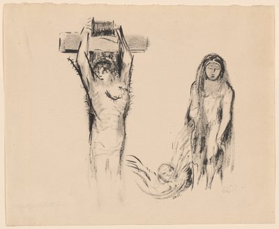 Sint Antonius en de Twee Verleidsters (Saint Antoine et deux Tentatrices) door Odilon Redon
