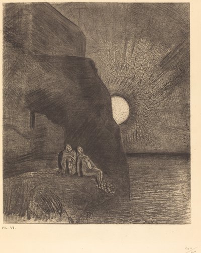 Onophoudelijk aan mijn zijde roert de demon door Odilon Redon