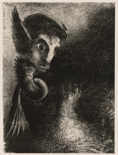 De Chimera keek met angst naar alle dingen, uit Nacht door Odilon Redon