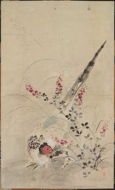Fazant en grassen door Ogata Korin