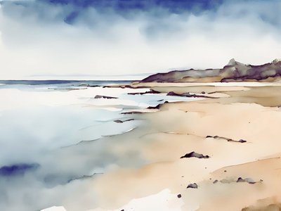 Rustige kustlandschap in aquarel door Ohkimiko